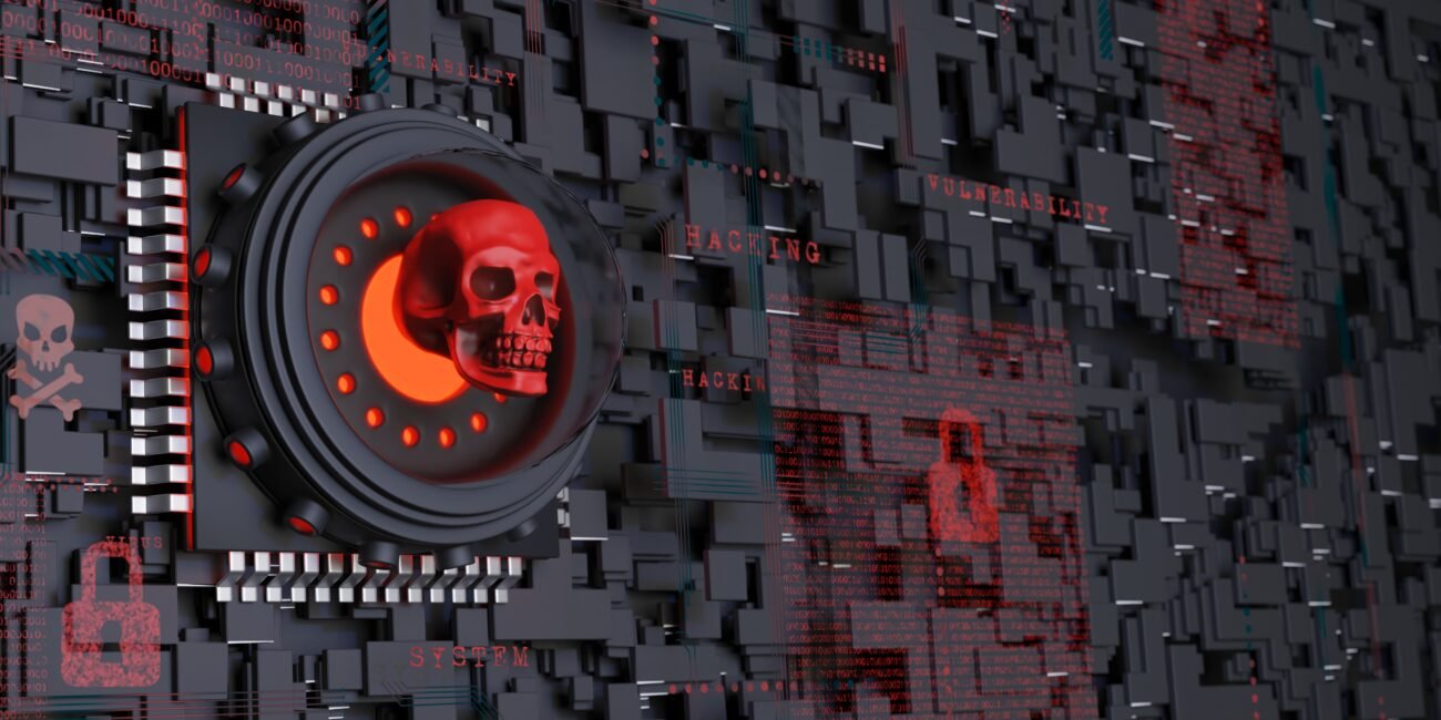 hacked unprotected system dark background 3d illustration